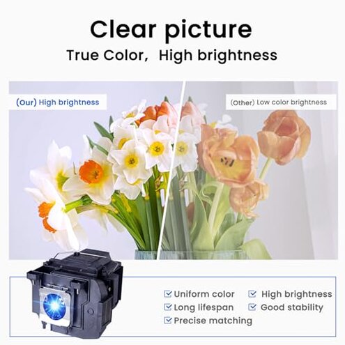Original ELP85 /V13H010L85 Replacement Lamp Bulb with Housing for Epson-ELPLP85 PowerLite Home Cinema 3000 3100 3200 3500 3600e 3700 3800 3900 EH-TW6700 EH-TW6600W EH-TW6600 EH-TW6800 Projector