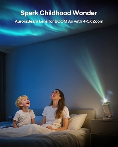 Aurzen BOOM mini Google TV 4K Supported Smart Portable Projector with WiFi and Bluetooth, Outdoor & Home Movie Projector with 20W Speakers DoIby Audio, Real-Time Focus, 500 ANSI Lumens, Blue