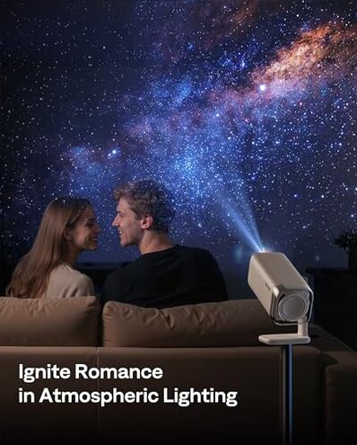 Aurzen BOOM mini Google TV 4K Supported Smart Portable Projector with WiFi and Bluetooth, Outdoor & Home Movie Projector with 20W Speakers DoIby Audio, Real-Time Focus, 500 ANSI Lumens, Blue