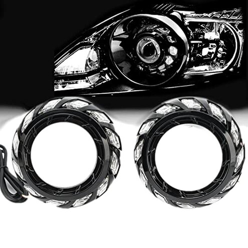 3.0 Inch Projector Lens with Spiral Shrouds,Universal Headlight Retrofit Kit with Hi/Low Beam for H1 H4 H7 Car Motorcycle Headlight