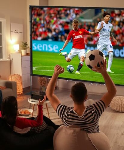 Outdoor-Projector-Screen-with-Stand - 120 inch Portable Projector Screen Indoor Outdoor Projector Screens 16:9 4K HD Lightweight Movie Screen with Carry Bag for Backyard Movie Night