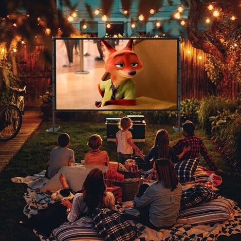 Outdoor Projector Screen with Stand - 120 inch Portable Projector Screens Indoor Outdoor Projector Screen 16:9 4K HD Outdoor Movie Screen with Carry Bag,Enioy Home Theater Projection Screen.