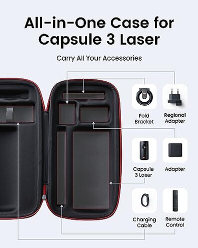 NEBULA Capsule 3 Laser Official All-in-One Travel Case, Customized for Capsule 3, Adapter, Remote Control, Cables and Stand, Waterproof and Protective Polyester