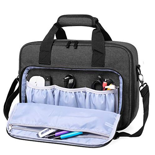 LUXJA Projector Case, Projector Bag with Protective Laptop Sleeve, Projector Carrying Case with Accessories Pockets, Large(16 x 11.5 x 5.75 Inches), Black