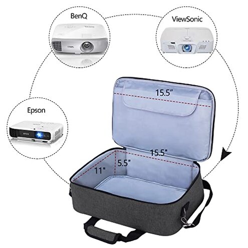 LUXJA Projector Case, Projector Bag with Protective Laptop Sleeve, Projector Carrying Case with Accessories Pockets, Large(16 x 11.5 x 5.75 Inches), Black