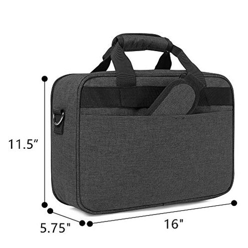 LUXJA Projector Case, Projector Bag with Protective Laptop Sleeve, Projector Carrying Case with Accessories Pockets, Large(16 x 11.5 x 5.75 Inches), Black