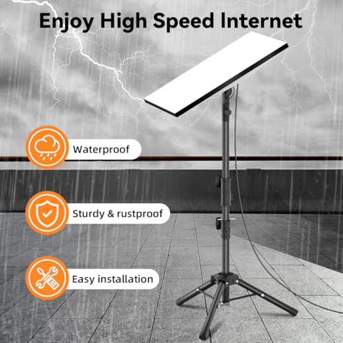 Futrue-Wolker Starlink Mount Gen 3, Starlink Tripod Stand with Mount Adapter, Adjustable Height Starlink Tripod Mount Gen 3, 90&deg; Tilt Angle Adjustment Starlink Antenna Pipe Adapter (Black)