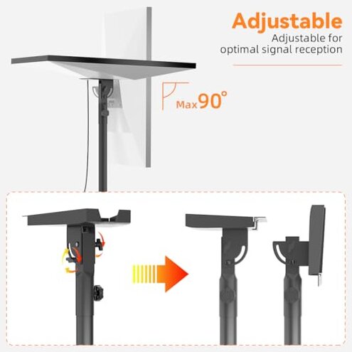 Futrue-Wolker Starlink Mount Gen 3, Starlink Tripod Stand with Mount Adapter, Adjustable Height Starlink Tripod Mount Gen 3, 90&deg; Tilt Angle Adjustment Starlink Antenna Pipe Adapter (Black)