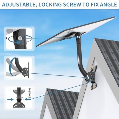 Starlink Gen 3 Mount, Adjustable Metal Starlink Pole Mounting Kit for Wall /Roof, with 2-in-1 Router Mount (Black, 15.7-inch)