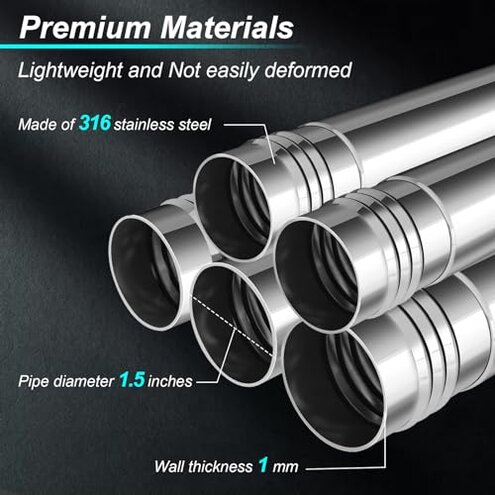 Starlink Gen 3 Pole Mount Kit, Ybervont 9Ft Starlink Ground Pole Mount Gen 3, Features 1.5'' Diameter Stainless Steel Pole with No-Dig Spiral Ground Anchor, Starlink Mounting Kit Gen 3 Pipe Adapter