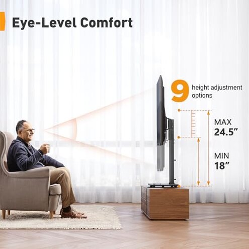 Perlegear Universal Swivel TV Stand Base for 32&ndash;70 inch TVs, Height Adjustable Table Top TV Stand Mount with Tilt, Tempered Glass Base, Holds up to 88 lbs, Max VESA 400x400mm, PGTVS26