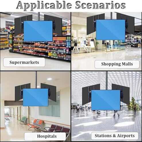 Ceiling TV Mount with 360° Rotation, Up/Down Angle and Height Adjustment for Flat Screen TVs