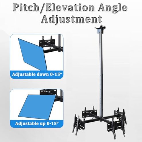 Ceiling TV Mount with 360° Rotation, Up/Down Angle and Height Adjustment for Flat Screen TVs