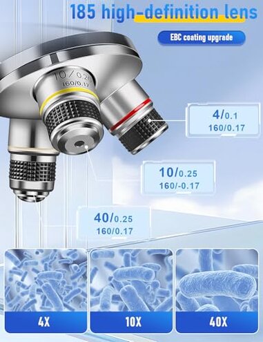 Binocular Compound Microscope 40X-2000X, Research Grade Professional Microscope with Dual Mechanical Stages and Coaxial Coarse/Fine Focus Knobs, Built-in Electronic Eyepieces, Adult Microscope