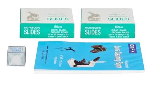 OMAX M82E Series LED Binocular Compound Lab Microscope - 40X-2000X Magnification - Microscope Kit with 100 Blank Slides & Cover Slips