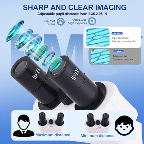 OOZSTAR Compound Microscope, 40x-2500x Magnification, Dual LED Illumination, Microscope for Adults, Suitable for Schools, Home Labs, Children and Beginners