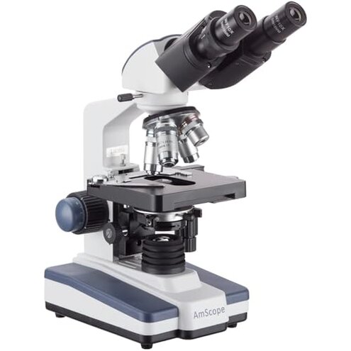 AmScope B120 Series Student & Professional LED Binocular Compound Microscope - 40X-2500X Magnification - Includes 5MP USB Camera & Siedentopf Head