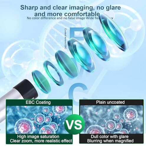 Microscope for Kids，40X-2000X Mobile Phone Adapter with Microscope Slide Microscope kit for Home School Laboratories for Children Students