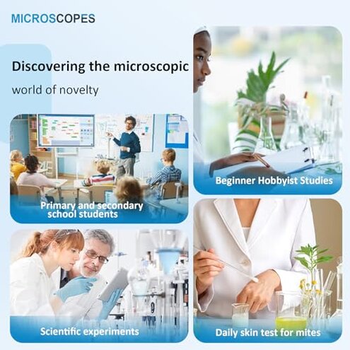 Microscope for Kids，40X-2000X Mobile Phone Adapter with Microscope Slide Microscope kit for Home School Laboratories for Children Students