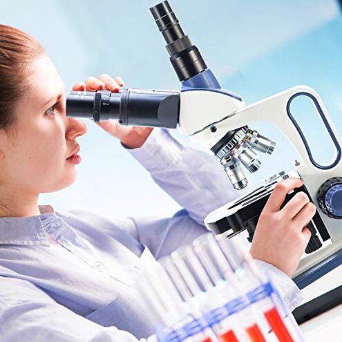 SWIFT Trinocular Compound Microscope SW350T,40X-2500X Magnification,Siedentopf Head,Research-Grade,Two-Layer Mechanical Stage,1.3mp Camera and Software Windows and Mac Compatible