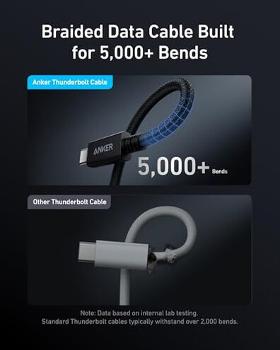 Anker Prime Thunderbolt 4 Cable, 3.3 ft USB C to USB C Cable, 240W Charging, 40Gbps Data Transfer, Supports 8K/4K Displays, for iPhone 16 Series, MacBook Air, iPad, Samsung (Thunderbolt 4-Certified)