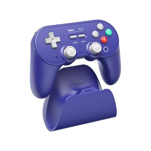 8BitDo Pro 3 Bluetooth Controller for Switch/Switch 2 &ndash; TMR Joysticks, Swappable ABXY Buttons, Pro Back Buttons, Charging Dock, Hall Effect Triggers, for Windows, Apple, SteamOS, Android - Purple