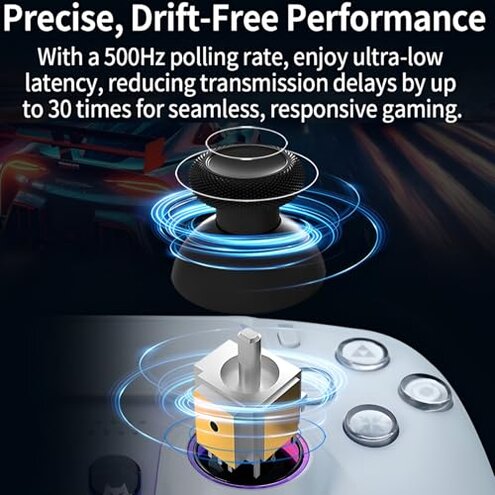 NBCP Wired PS5 Controller - Gaming Controller for PlayStation 5, PS4, PC/Steam, Turbo & Linear Hall-effect Trigger, Dual Vibration, 3.5mm Audio Jack - White