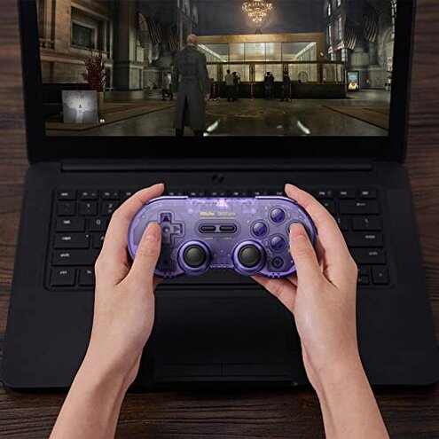 8Bitdo SN30 Pro Wireless Bluetooth Controller (Hall Effect Joystick Update) with Rumble Vibration USB-C Cable Gamepad Compatible with Switch/Switch 2,Windows, Mac OS, Android, Steam (Crystal Purple)