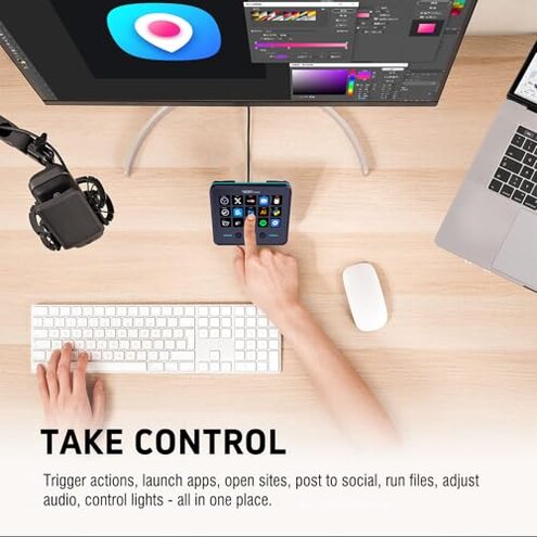 VSDINSIDE Macro Keypad, Stream Controller Deck Gaming Streaming Shortcut Keyboard, 18 Programmable Keys Customizable Visual AI Pad USB Soundboard for OBS, YouTube, Desk Office Setup, Laptop, PC, Mac