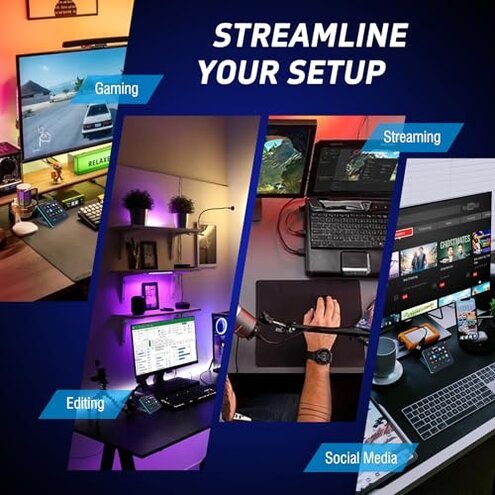 VSDINSIDE Macro Keypad, Stream Controller Deck Gaming Streaming Shortcut Keyboard, 18 Programmable Keys Customizable Visual AI Pad USB Soundboard for OBS, YouTube, Desk Office Setup, Laptop, PC, Mac