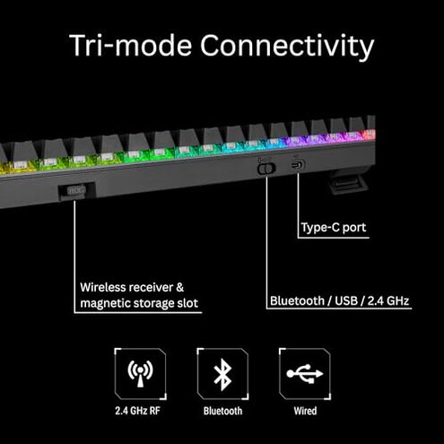 ASUS ROG Strix Scope II 96 Wireless Mechanical Gaming Keyboard &ndash; 96% Full-Size, Tri-Mode Connectivity, Hot Swappable Pre-lubed ROG NX Snow Linear Switches, PBT Keycaps, RGB, PC/Mac Support-Black
