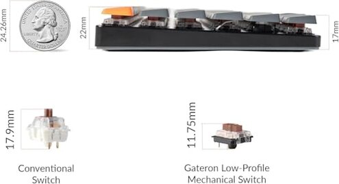 Keychron K3 Version 2, 84 Keys Ultra-Slim Wireless Bluetooth/USB Wired Mechanical Keyboard with White LED Backlit, Low-Profile Keychron Mechanical Brown Switch Compatible with Mac Windows