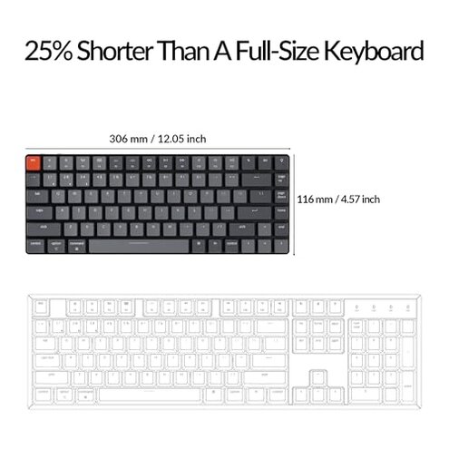 Keychron K3 Version 2, 84 Keys Ultra-Slim Wireless Bluetooth/USB Wired Mechanical Keyboard with White LED Backlit, Low-Profile Keychron Mechanical Brown Switch Compatible with Mac Windows