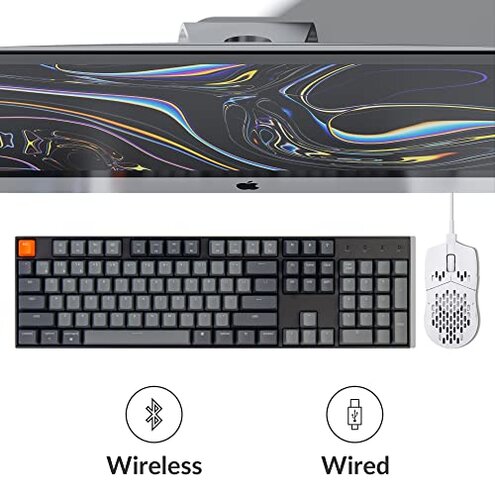 Keychron K10 Full Size 104 Keys Bluetooth Wireless Mechanical Gaming Keyboard for Mac Windows K Pro Brown Switch, Multitasking/White LED Backlight/USB C Wired Computer Keyboard