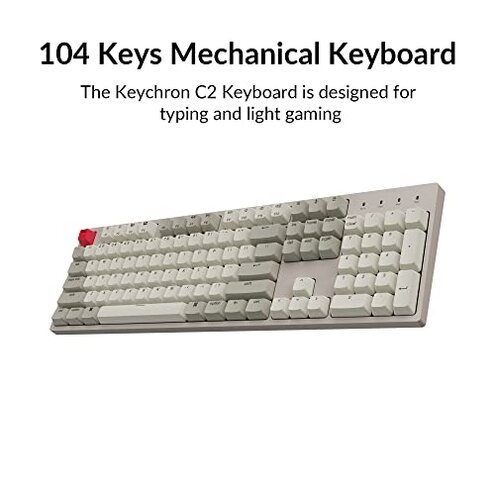 Keychron C2 Full Size Wired Mechanical Keyboard Compatible with Mac, Keychron Brown Switch, 104 Keys ABS Retro Color Keycaps Gaming Keyboard for Windows, USB-C Type-C Braid Cable