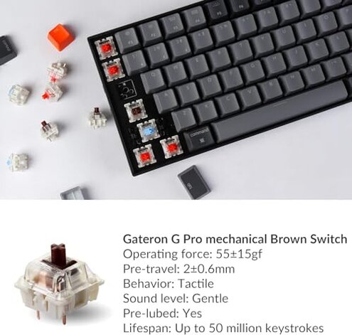 Keychron K4 96% Layout 100 Keys Wireless Bluetooth 5.1/Wired USB Mechanical Gaming Keyboard with Gateron G Pro Brown Switch White LED Backlight N-Key Rollover for Mac Windows PC-Version 2