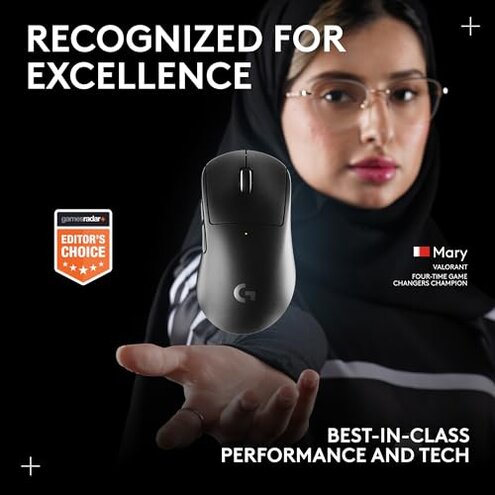 Logitech G PRO X Superlight 2 DEX Wireless Gaming Mouse, 60g pro-Grade Right-Handed Mouse with 5 programmable Buttons, USB-C Charging, 44k DPI Sensor, up to 8 kHz Polling for PC/Mac - Black