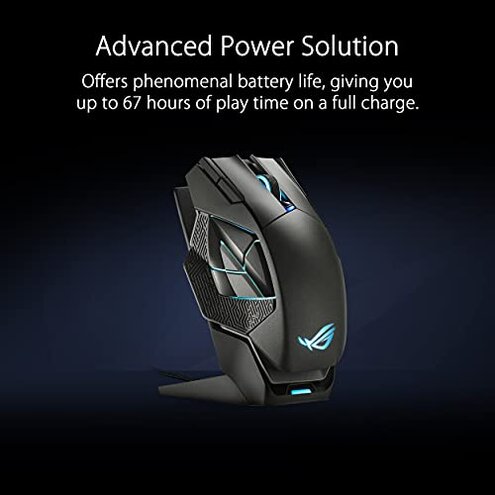 ASUS ROG Spatha X Wireless Gaming Mouse – MMO/MOBA Design, 12 Programmable Buttons, Right-Handed, 168g, Dual-Mode (Wired/2.4GHz), 19K DPI, up to 67Hr Battery, Magnetic Charging Dock, PC/Mac Support