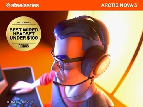 SteelSeries New Arctis Nova 3 Multi-Platform Gaming Headset - Signature Arctis Sound - ClearCast Gen 2 Mic - PC, PS5/PS4, Xbox Series X|S, Switch, Mobile,Black