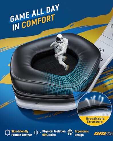 Wireless Gaming Headset for PC, Ps5, Ps4, 2.4 Ghz USB & Type-C Gaming Headphones with Microphone, 30H Battery Bluetooth Headphones for Switch, Laptop, Mobile, Mac