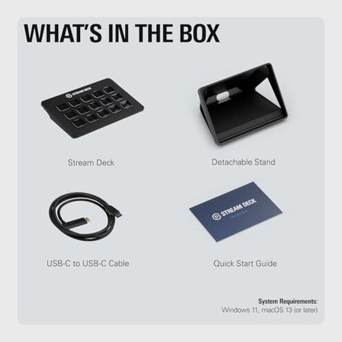 Elgato Stream Deck MK.2 &ndash; Studio Controller, 15 macro keys, trigger actions in apps and software like OBS, Twitch, ​YouTube and more, works with Mac and PC