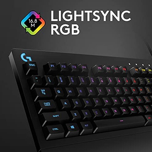 Logitech G213 Prodigy Wired Gaming Keyboard, LIGHTSYNC RGB Backlit Keys, Spill-Resistant, Customizable Keys, Dedicated Multi-Media Keys &ndash; Black
