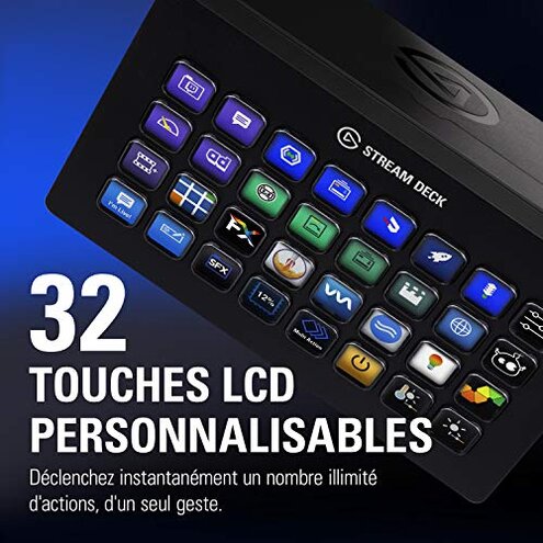 Elgato Stream Deck XL – Advanced Studio Controller, 32 macro keys, trigger actions in apps and software like OBS, Twitch, YouTube and more, works with Mac and PC