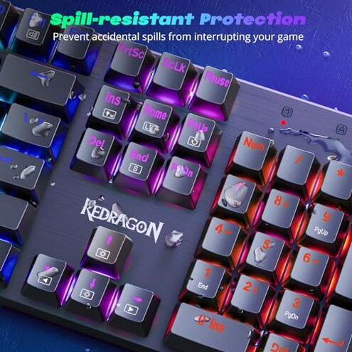 Redragon K580 VATA RGB LED Backlit Mechanical Gaming Keyboard with Macro Keys & Dedicated Media Controls, Hot-Swappable Socket, Onboard Macro Recording (Brown Switches)