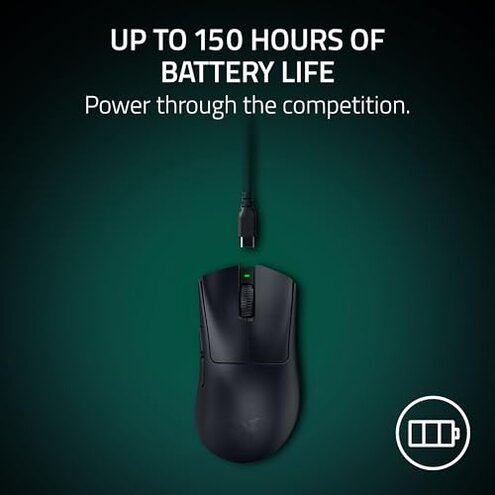 Razer DeathAdder V4 Pro Wireless Gaming Mouse: 56g Lightweight - HyperSpeed Wireless Gen-2 - Optical Scroll Wheel - Optical Switches Gen-4 - Focus Pro 45K Sensor Gen-2 - Up to 150 Hr Battery - Black