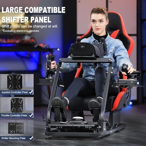 Marada Universal Flight Simulation Cockpit with Racing Seat or Racing Wheel Stand Adjustable Compatible with Thrustmaster HOTAS Warthog,Logitech G29 G920 Wheels,Pedals,Throttle,Joystick Not Included