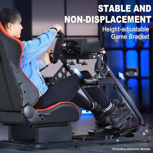 Marada Universal Flight Simulation Cockpit with Racing Seat or Racing Wheel Stand Adjustable Compatible with Thrustmaster HOTAS Warthog,Logitech G29 G920 Wheels,Pedals,Throttle,Joystick Not Included