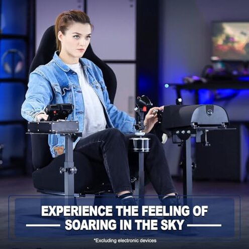 Marada Racing Flight Simulator Cockpit with Black Seat Compatible for Thrustmaster A10C Hotas Warthog Adjustable Throttle,Joystick,Keyboard NOT Included
