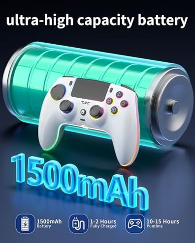 ThinTree Wireless Controller Compatible for PS-5/Pro/Slim/PC, Hall Effect Sticks & 7 RGB LED Mode & haptic Feedback & 1500 mAH Battery & Motion Sensing, 3.5mm Audio Jack