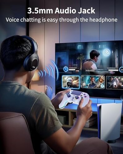 ThinTree Wireless Controller Compatible for PS-5/Pro/Slim/PC, Hall Effect Sticks & 7 RGB LED Mode & haptic Feedback & 1500 mAH Battery & Motion Sensing, 3.5mm Audio Jack